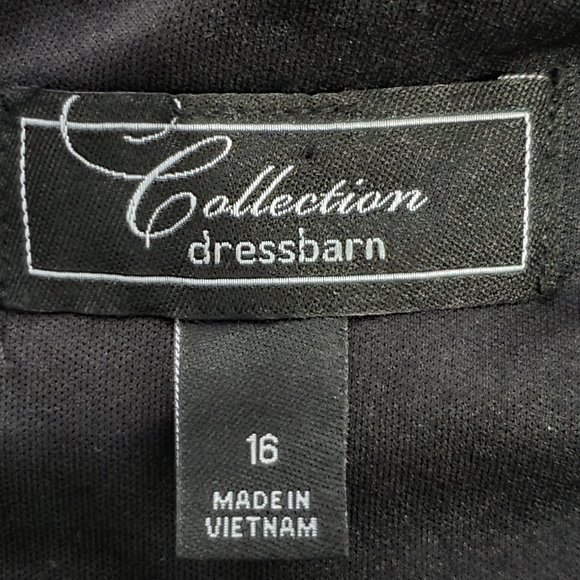 Dressbarn Collection Black Pintuck Texture Cap Sleeve Sheath Dressy Dress Sz 16 - Picture 10 of 13